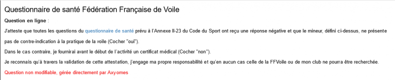 Questionnaire de sant&eacute; FfVoile